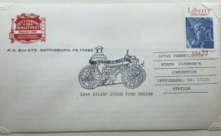Us Postal Cover 86 Gettysburg Fire Department Silsby Steam Fire Engine Postmark