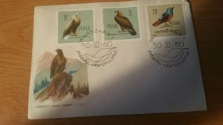 Postal History Poland Fdc 935 - 946 Set Of 4 Birds Animals 1960
