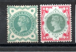Great Britain (4174) Queen Victoria 1890 Jubilee Issue Half Penny And 1/ - Mounte