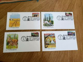4 First Day Cover Caches 04/04/2002 Greetings From America : Pa. ,  Nh,  Wva & Nd.