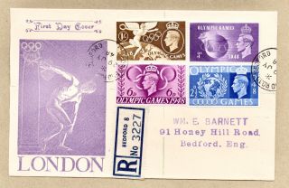 Pictorial Registered Fdc 1948 London Olympic Games Discus Thrower Discobolus