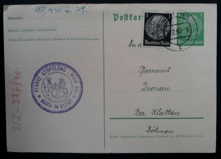 Rare 1940 Austria (german Occ) Postcard Ties 2 Stamps Leopoldau Maria In Misery