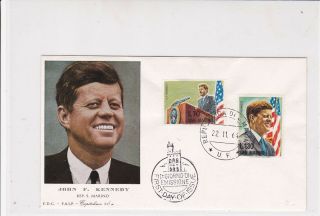 San Marino 1964 John F.  Kennedy Picture With Flag Desk Stamps Fdc Cover Rf 29873