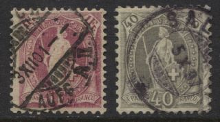 Switzerland 1901 - 1903 1fr Wmk 182 Type Ii Sc 87b,  Sc 84a $357 (jt)