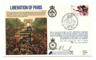 1984 Raf Escaping Society Sc34 Cover - Liberation Of Paris - Signed