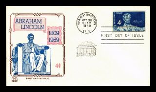 Dr Jim Stamps Us Abraham Lincoln 4c Tri Color First Day Cover Washington Dc