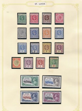 St Lucia.  1921 - 1935 Selection In Hingeless Mounts On Page.