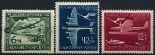 Germany Third Reich 1944 Sg 854 - 856,  25th Anniv Airmail Services Mnh Set D60297
