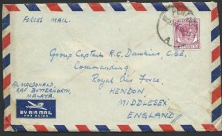 Malaya Penang 1951 Forces Mail Airmail Cover To Uk. . . .  51355