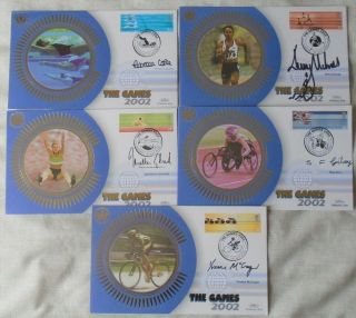 Gb 5 Signed Covers Set Limited Edition - Commonwealth Games 2002
