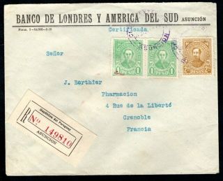 Paraguay - 1930 Registered Cover With Wax Seal To Crenoble,  France