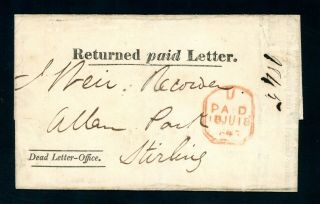 Returned Paid Letter 1845 Cover To Stirling (jy596)