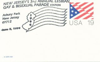 Lgbtq Ltd Edition Cacheted Postcard,  Nj 3rd Annual Gay Pride Parade,  June 1994