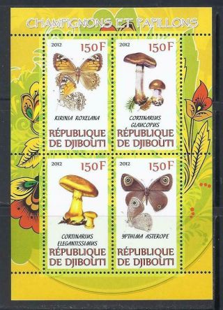D2791 Nh 2012 Sheet Of 4 Diff Mushrooms Tropical Butterflies Souvenir Sheet