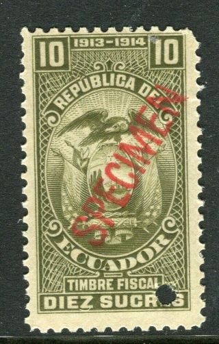 Ecuador; Early 1900s Fine Fiscal Issue Mnh Unmounted Specimen 10s.