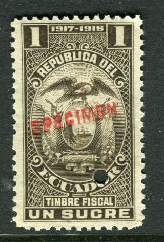 Ecuador; Early 1917 Fine Fiscal Issue Mnh Unmounted Specimen 1s.