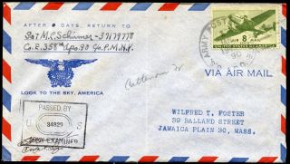 Apo 90 1945 (cattemon,  France) 358th Inf.  Patriotic Cover To Jamaica Plain,  Ma