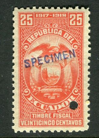Ecuador; Early 1917 Fine Fiscal Issue Mnh Unmounted Specimen 25c.