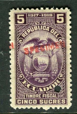 Ecuador; Early 1917 Fine Fiscal Issue Mnh Unmounted Specimen 5s.