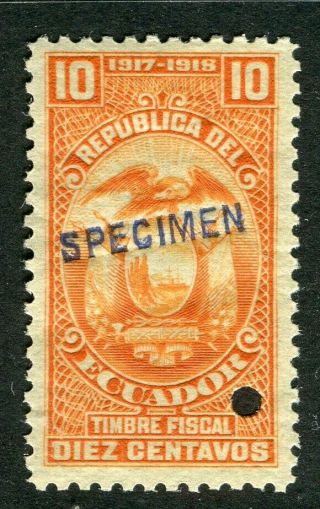 Ecuador; Early 1917 Fine Fiscal Issue Mnh Unmounted Specimen 10c.
