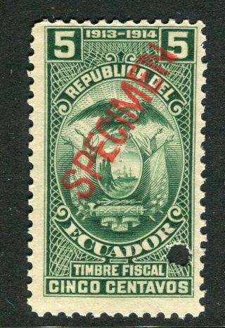 Ecuador; Early 1900s Fine Fiscal Issue Mnh Unmounted Specimen 5c.