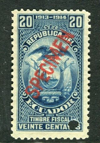 Ecuador; Early 1900s Fine Fiscal Issue Mnh Unmounted Specimen 20c.