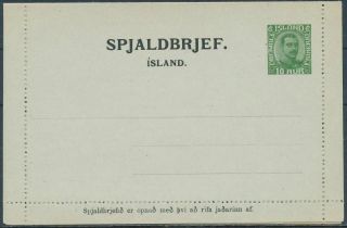 Iceland 10 Aur.  Postal Stationery.