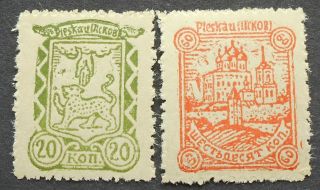Russia - Poland 20 & 60 Kop Stamps W/ Pleskau (pskov) Inscription,