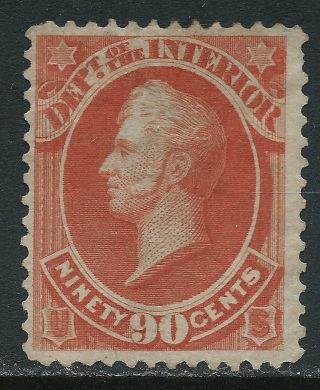 Scott O24 1873 90 Cent Interior Department Official Issue M Ng F - Vf Cat $85