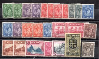 St Lucia Kgvi Lhm Set & Perf & Shade Variety Sg128 - 141 Ws8767