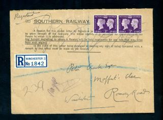 Southern Railway Printed Registered Cover From Winchester (jy527)