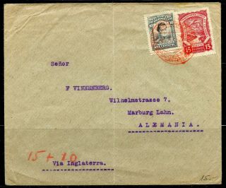 Colombia Cartagena Scadta Air Mail Cover To Germany Via Great Britain