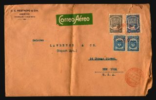 Colombia 1924 Scadta Cover To Ny / Fold & Edge Creasing (iv) - Z15270