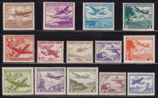 14 Different F - Vf Og Nh Chile Airmail Issued 1951 To 1962 - I Combine S/h