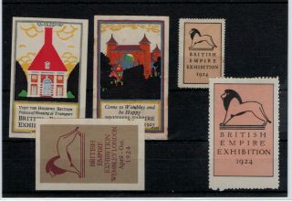 Exhibitions Wembley - Five Different Exhibition Labels For 1924 & 1925