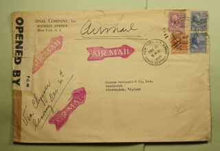 Dr Who 1940 Ny Airmail To England Wwii Censored Prexie E42753