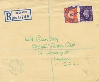 Guernsey 1938 (31 Jan) Registered First Day Cover For Gb 2d & 3d To London