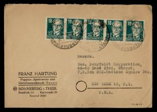 Dr Who 1952 Germany Sonneberg To Usa Strip C124433