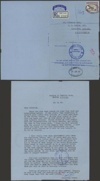 Aden 1960 - Registered Air Mail Letter To Iceland 34528/4