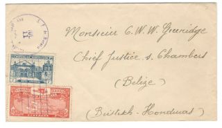 1932? Dominican Republic Airmail Cover To Belize,  Britihs Honduras Franking
