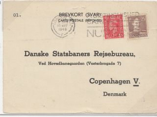 Denmark Commercial Half Double Reply Card From Uk Mixed Franking,  Gb Geovi 1d