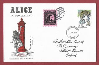 Signed First Day Cover Year Of The Child - Alice In Wonderland - Oxford Fdi 1979