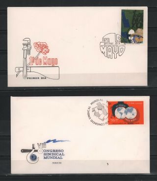 Caribe 1972 - 1973 Fdc X 2 Covers 8th World Trade Union Congress Labor Day Workers