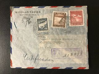 1941 Registered Air Mail Postal Cover - Chile To Switzerland - Ref201