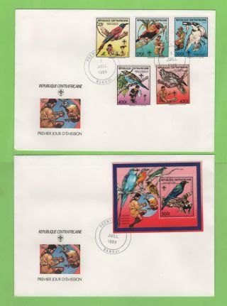 Central African Republic 1988 Scouts/birds Set & M/s First Day Cover