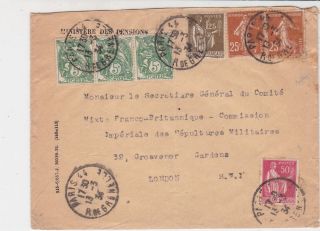 France 1934 Minister Pensions Paris Cancels Multi Stamps Cover To London Rf32022