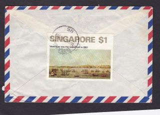 Singapore 1972 Airmail Cover To The Usa With $1 Painting Stamp