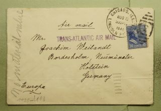 Dr Who 1940 Chicago Il Airmail To Germany Wwii Censored Prexie E42512