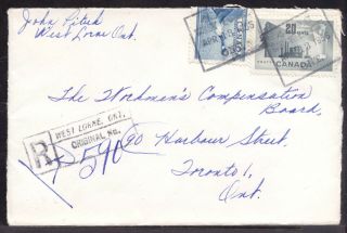 Canada Rpo On - 647 On 1956 West Lorne,  Ont. ,  27c Registered Cover