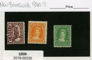 Nova Brunswick 1860 - 3 Set Of 3 Stamps,  Queen Victoria (00230)